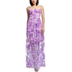 Dress the Population Lavender Strapless Floral Maxi Dress NWT